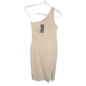 SOPRANO light brown, beige one shoulder dress women's size S, NEW